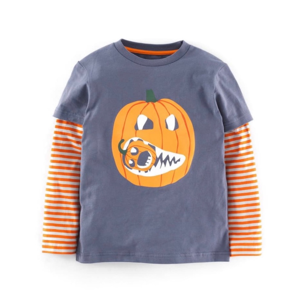 Mini Boden Jack-O-Lantern Tee Halloween Pumpkin
